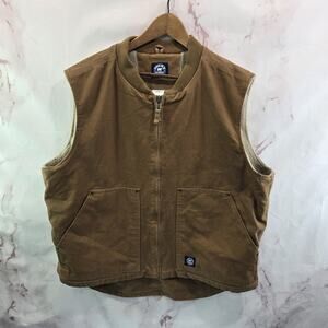 Polar King Vest Mens XL R Tan Brown Canvas Fleece Sherpa Shearling Berber Duck